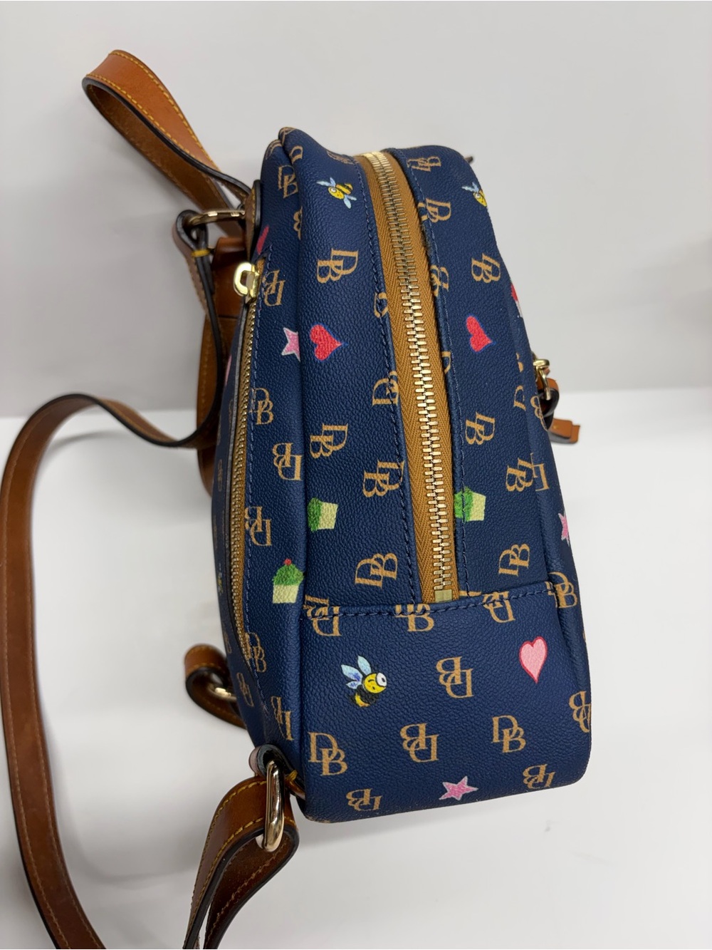 Dooney & Bourke Gretta Novelty Small Ronnie Backpack Navy cupcakes bees - Picture 12 of 16